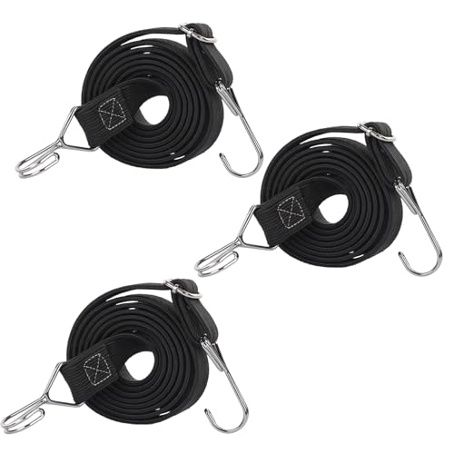 3er-Set Spanngurte, Spanngummi mit Haken, Expander mit Haken, Gummispanner, Spanngummis, Spannseile, Spannbänder, Gummi Spanner, Spannhaken, Spanngurt, Gummischnur, 100 cm (Schwarz) von DEARBAG