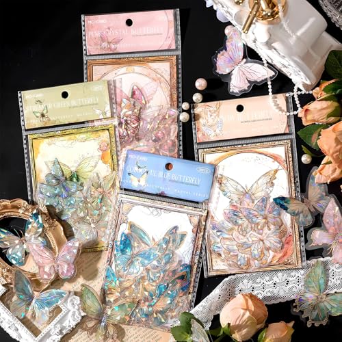 40 Stück Scrapbook Zubehör Stickers - Butterfly Spectrum - Laser Bullet Journal Sticker PET Scrapbooking Zubehör Glitzer Harz Set Scrapbooking Sticker Aufkleber Deko für Hochzeit, Fotoalbum 40 Stück Scrapbook Zubehör Stickers - Butterfly Spectrum - Laser Bullet Journal Sticker PET Scrapbooking Zubehör Glitzer Harz Set Scrapbooking Sticker Aufkleber Deko für Hochzeit, Fotoalbum von DEARBAG