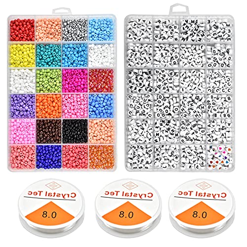 5000 Stk 4 x 7 MM Glasperlen, A-Z Buchstabenperlen, Bunte Herzperlen, Perlen für Armbänder, Armbänder Selber Machen mit Glasperlen, für Schmuckherstellung DIY Armbänder Halsketten Handwerk 5000 Stk 4 x 7 MM Glasperlen, A-Z Buchstabenperlen, Bunte Herzperlen, Perlen für Armbänder, Armbänder Selber Machen mit Glasperlen, für Schmuckherstellung DIY Armbänder Halsketten Handwerk von DEARBAG