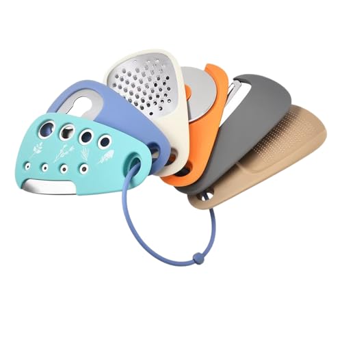 6 in 1 Tragbare Küchenhelfer, Platzsparendes Kochwerkzeug, Küchenzubehör, Knoblauch, Obstschäler, Pizzaschneider, Kräuterabisolierer, Flaschenöffner, Gadgets Geschenkset, Camping Zubehör von DEARBAG