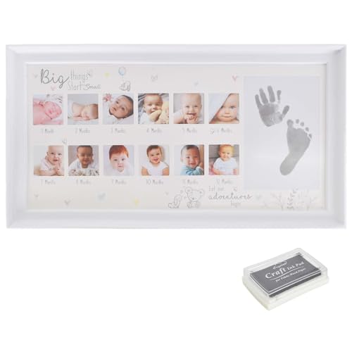 DEARBAG 12-Monatiges Jubiläum Eines Neugeborenen Baby Handabdruck und Fußabdruck Fotorahmen mit Wiederverwendbarer Tinte Baby Kinderzimmer Dekor Einzigartige Andenken von DEARBAG
