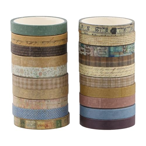 DEARBAG 20 Rolls Washi Tape Set, Washi Masking Tape Set, Dekoratives Klebeband Bunt, Washi Klebeband Set, Dekorative Klebeband für DIY Handwerk Bullet Journals Planer Scrapbooking Verpackung von DEARBAG