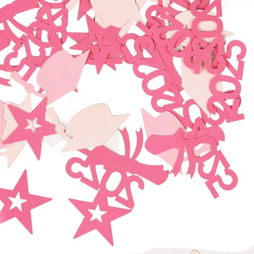 Graduation Deko Konfetti 200 Stück 2025 Abschluss Konfetti Tischdeko Rosa Abschluss Hut Streudeko Stern Deko Confetti für Abschluss Party Bestandene Prüfung Deko von DEARBAG