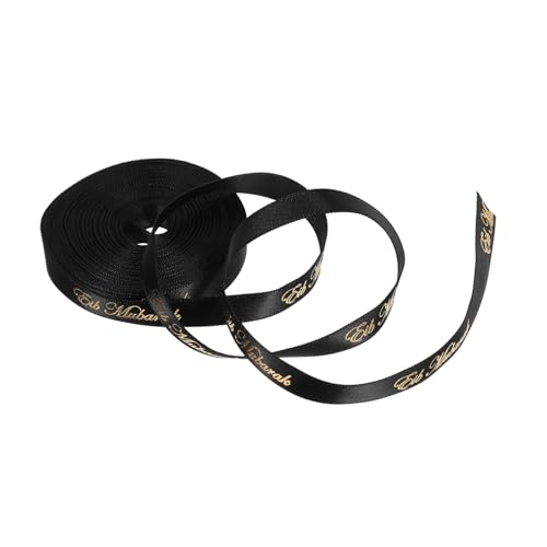 DEARMAMY 1 Rolle Eid Band Bänder Zum Verpacken Chiffonband Goldband Deko Geschenkband Organzaband Drahtband Geschenkband Bastelband Breites Band Polyester Schwarz von DEARMAMY