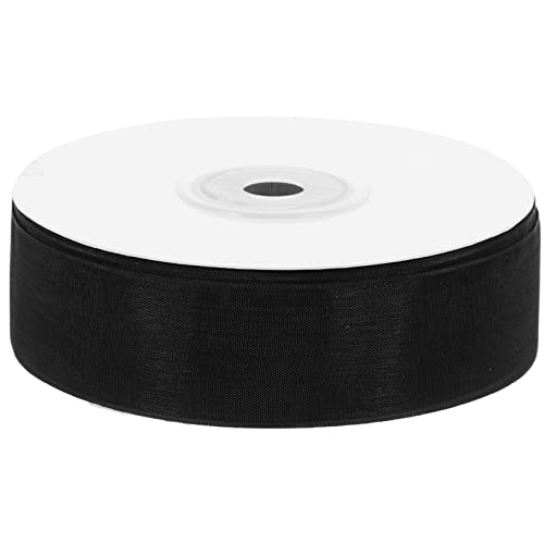 DEARMAMY 1 Rolle Schwarzes Tüllband Rolle Transparentes Geschenkband für Diy Bastelarbeiten und Festdekoration Hochwertiges Zuschneidbares Dekorationsband für und Blumensträuße von DEARMAMY