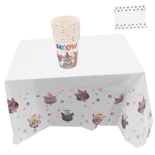 DEARMAMY 1 Satz Katzengeburtstagsgeschirr Geburtstagsgeschirrdekorationen Geburtstagsdekorationen mit Katzenmotiven Geburtstag Pappbecher Partygeschirr für Katzen Katzentischdecke Papier DEARMAMY 1 Satz Katzengeburtstagsgeschirr Geburtstagsgeschirrdekorationen Geburtstagsdekorationen mit Katzenmotiven Geburtstag Pappbecher Partygeschirr für Katzen Katzentischdecke Papier von DEARMAMY