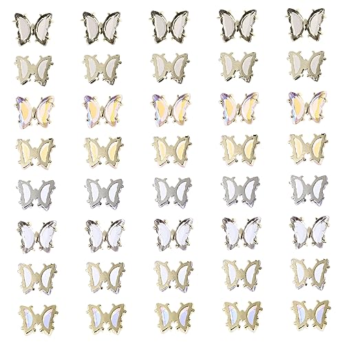 DEARMAMY 1 Satz Schmetterlings Nagel Charms Glänzende Nail Art Dekorationen Aus Für Kreative Maniküre Einfach Anzuwenden Für Diy Nageldesigns 40 Stück von DEARMAMY