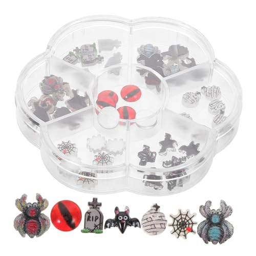 DEARMAMY 1 Schachtel Halloween Nail Decorations Resin Charms mit Geistern Spinnen Fledermäusen Kleine Nail Art Studs für DIY Maniküre Halloween Party DEARMAMY 1 Schachtel Halloween Nail Decorations Resin Charms mit Geistern Spinnen Fledermäusen Kleine Nail Art Studs für DIY Maniküre Halloween Party von DEARMAMY