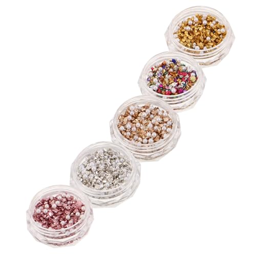 DEARMAMY 10 Boxen Nagelkunst Schmuck Unregelmäßige Flache Strasssteine in Gold Silber Helles Bunte Nail Art Dekorationen für Acrylspitzen Maniküre Schimmernde Vielseitige Nail Charms von DEARMAMY