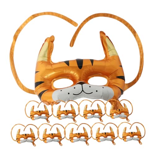 DEARMAMY 10 Stck. Ballonmaske luftballons kinderparty mitgebsel balloon karnevalsparty Heliumballon-Kit Tigermaskenballon für Party dekorativer Tigermaskenballon Aluminiumfolie von DEARMAMY