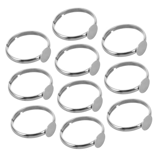 DEARMAMY 10 Stück Können Den Ringunterstützung Kleben Verstellbare Ringe Metallringe Für Handwerk Schmuckzubehör Schmuck Silber Rostfreier Stahl DEARMAMY 10 Stück Können Den Ringunterstützung Kleben Verstellbare Ringe Metallringe Für Handwerk Schmuckzubehör Schmuck Silber Rostfreier Stahl von DEARMAMY