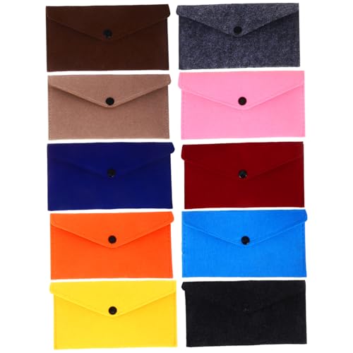 DEARMAMY 10 Stück Teiliges Filztaschen mit Druckknopf Multifunktionale Aufbewahrungstaschen für Handy Münzen Geld Kabel Büromaterial Verschiedenen Farben von DEARMAMY
