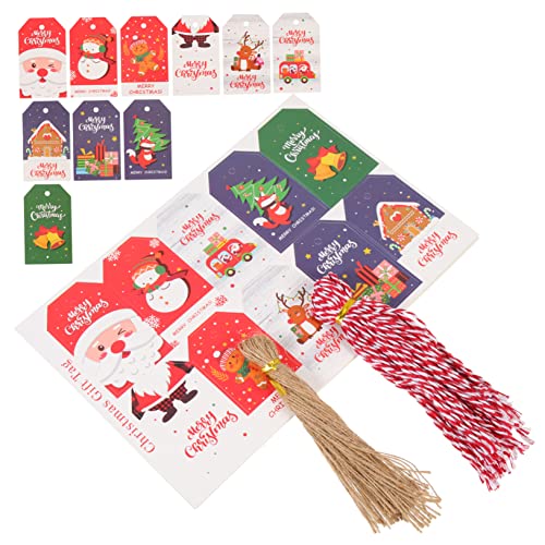 DEARMAMY 100 Stück Teiliges Weihnachtsbaum Anhänger aus Kraftpapier Geschenkpapier Etiketten mit Roten und Natur Juteschnüren Wiederverwendbare DIY Weihnachtsschmuck Geschenkanhänger für von DEARMAMY