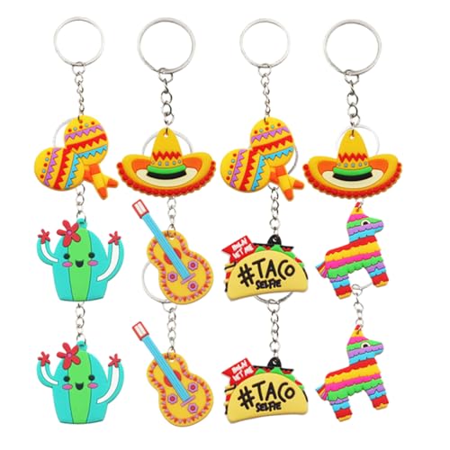 DEARMAMY 12st Schlüsselanhänger Mexikanische Partygeschenke Mexikanisches Partygeschenk Geldbeutel-anhänger Fiesta-gastgeschenke Geldbörse Charm-anhänger Schlüsselringe Pvc von DEARMAMY