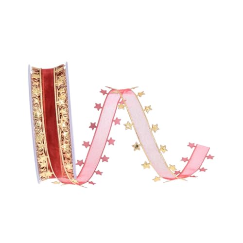 DEARMAMY 1Rolle Weihnachten DIY Ribbon Pentagrammband Hochwertiges Organza Geschenkband Für Bastelprojekte Und Festliche Dekorationen von DEARMAMY