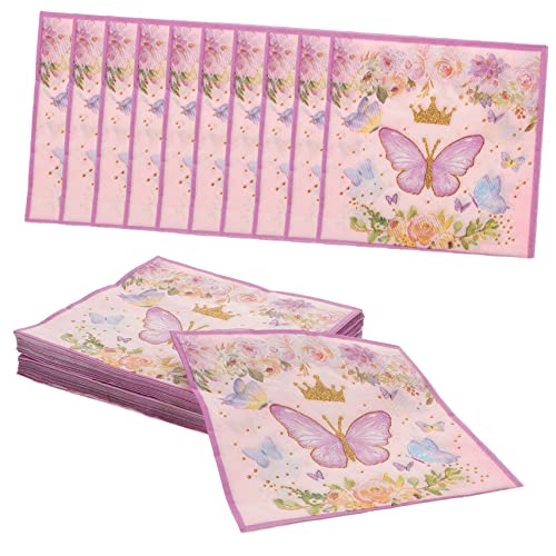 DEARMAMY 2 Boxen Schmetterlingsserviette Servietten Blumen- Dekorationen Rosa mehrfarbig Papierserviette dekorative Partyserviette Partei Seidenpapier Zellstoff von DEARMAMY