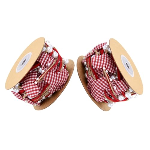 DEARMAMY 2 Rollen Liebesperlenkettenband Blumenband für Blumensträuße Blumen- Dekorationen ribbon bandfeile geschenkband valentienstag Wickelband Blumenstraußband selber machen Polyester von DEARMAMY