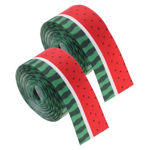 DEARMAMY 2 Rollen Polyester Ripsband Wassermelone Drahtkante Sommer Geschenkband DIY Bastelband für Haarschleifen Kränze und Festliche Dekorationen von DEARMAMY
