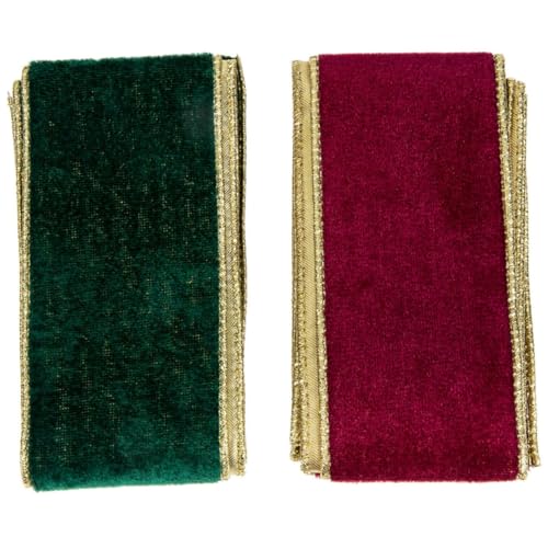 DEARMAMY 2 Rollen Weihnachtliche Geschenkband Samtband Rot Grün Strapazierfähiges DIY Dekoband für Geschenkverpackung Weihnachtsbaum Schmücken Basteln und Blumenarrangements von DEARMAMY