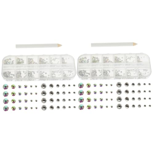 DEARMAMY 2 Sätze Diamant für Nägel Maniküre-Strasssteine Nail Strass-Kit nagel edelsteine Wohnung Polieren UV strasssteine für nägel nail decoration Gesicht Strasssteine Kunststeine Glas von DEARMAMY