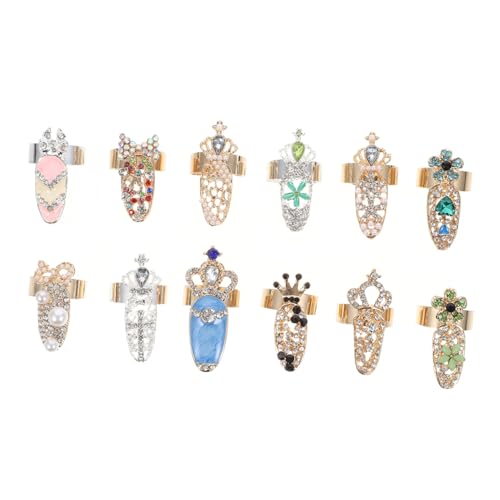 DEARMAMY 2 Sätze Nagelset Ring Knöchelringe Für Die Maniküre Nagelringe Schmuck Fingerspitze Nagelschmuck Fingernägel Silberne Nagelringe Reiz Spitzenring Kunst Uv Legierung 12 Stücke * 2 von DEARMAMY
