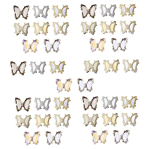 DEARMAMY 2 Sätze Schmetterlings Nail Charms Teiliges Set Mit Bunten Funkelnden Designs Für Kreative Nagelkunst Für Diy Und Professionelle Maniküre Dekoration Für Partys Und 40 Stück * 2 von DEARMAMY