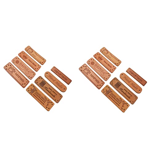 DEARMAMY 2 Sätze Teiliges Pu Lederetikett Für Diy Projekte Handgefertigte Kleidungsetiketten Mit Durchlöcherung Für Hüte Kleidung Taschen Und Zufällige Designs 32 Stück * 2 von DEARMAMY
