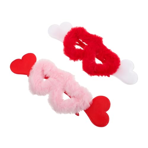 DEARMAMY 2 Stück Teiliges Retro Heart Sunglasses mit Plüsch-finish Weiche Samt-herzbrillen für Damen Funky Partybrille für Valentinstag Geburtstagsfeier Lustige Foto-requisiten von DEARMAMY