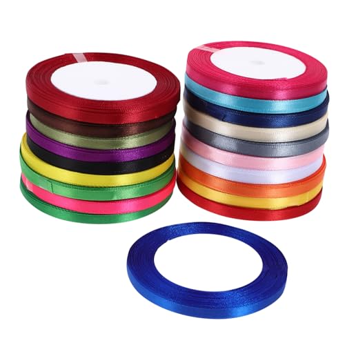 DEARMAMY 20 Rollen Geschenkbänder DIY Satinband Yards pro Gemischte Farben für Geschenkverpackungen Bastelarbeiten und Blumenarrangements von DEARMAMY