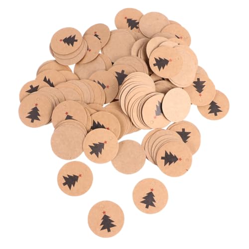 DEARMAMY 200 Stück Weihnachts Anhänger aus Rundem Kraftpapier Beschreibbare Etiketten für Dekoration Party Geschenkverpackung Kreative Weihnachtsanhänger Innen von DEARMAMY