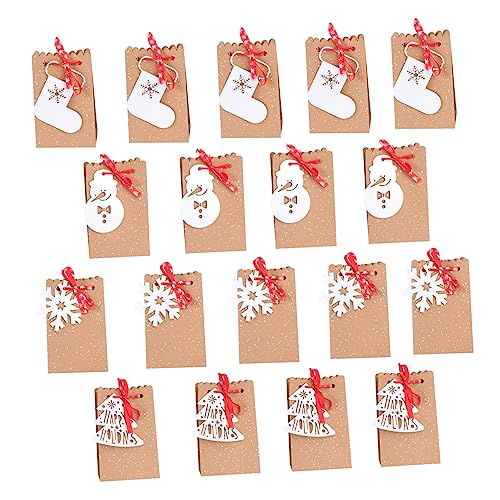 DEARMAMY 24 Stück Weihnachtsgeschenkverpackungen Robuste Papiertüten für Süßigkeiten Kekse und Snacks Wiederverwendbare Aufbewahrungstaschen für Partys und Feiern von DEARMAMY