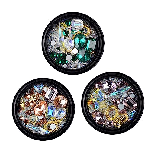 DEARMAMY 3 Boxen Boxen Nail Art Strasssteine Farben Maniküre Zubehör für Nageldesigns Leicht Anwendbar für Natürliche und Künstliche Nägel von DEARMAMY