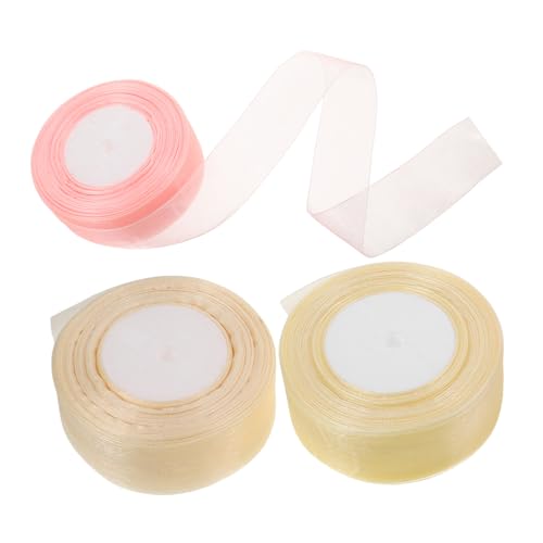 DEARMAMY 3 Rollen Dekoratives Organza Band Yards Transparentes Geschenkband für Diy Projekte Hochzeitsdekorationen Blumensträuße und Verpackung von DEARMAMY