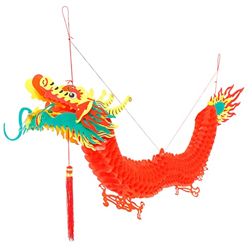 DEARMAMY 3D Chinesische Neujahrs-Drachen-Girlande Dekoration Frühlingsfest Drachen-Girlande Neujahrsparty-Ornamente Rote Chinesische Laternen Dekorationen Für Die Mond-Neujahrsparty von DEARMAMY