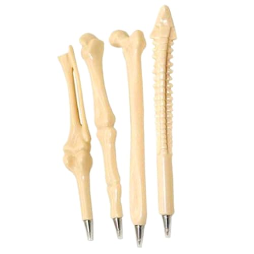 DEARMAMY 4 Stück Kugelschreiber Knochenform Kunststoff Langlebig mit Schneller Tinte Lustige Schreibstifte für Party Festival Schüler Arzt von DEARMAMY