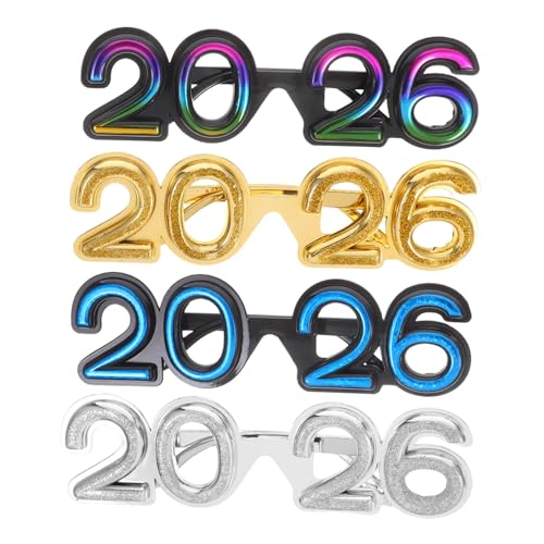 DEARMAMY 4 Stück Teiliges Zahlenbrillen Bunte Glitzer Neujahrsbrille aus Stabilem Leichte Party Brillen für Silvester Retro Design Foto Requisiten Vielseitig Einsetzbar DEARMAMY 4 Stück Teiliges Zahlenbrillen Bunte Glitzer Neujahrsbrille aus Stabilem Leichte Party Brillen für Silvester Retro Design Foto Requisiten Vielseitig Einsetzbar von DEARMAMY