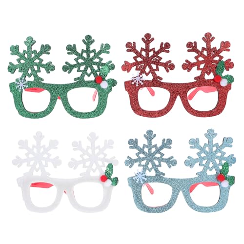 DEARMAMY 4 Weihnachtsparty-brillen – Brillengestelle mit Glitzernden Schneeflocken in Rot, Grün, Blau Und Weiß, Requisiten für Die Weihnachtsfotokabine, Weihnachtsparty-geschenke Und Kostümzubehör DEARMAMY 4 Weihnachtsparty-brillen – Brillengestelle mit Glitzernden Schneeflocken in Rot, Grün, Blau Und Weiß, Requisiten für Die Weihnachtsfotokabine, Weihnachtsparty-geschenke Und Kostümzubehör von DEARMAMY