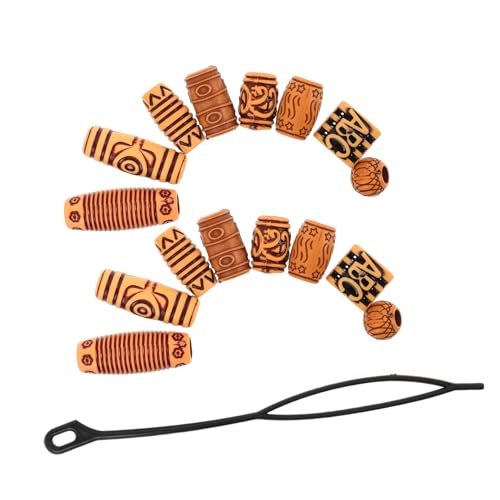 DEARMAMY 40 Stück Diy Haarperlen für Zöpfe Große Loch Kunststoff Holzperlen für Afro Haar Accessoires und Dekorationen für mit Dreadlocks von DEARMAMY