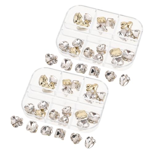 DEARMAMY 48 Stück Teiliges Glas Transparent Flach DIY Nail Charms für Nageldesign Schmuckherstellung Hochzeit Party und Alltag Boxen Kompakt Verpackt von DEARMAMY
