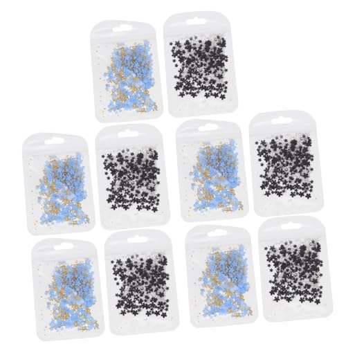 DEARMAMY 5 Stück Dekorativen Nagelblumen Ersetzbaren Nagelkunstcharms Acrylblumen in Blau und Schwarz Nagelkunst Zubehör für Kreative Designs von DEARMAMY