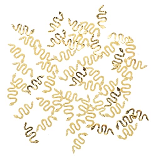 DEARMAMY 50Stücke Schlangenform Nagelkunst Charms Retro Nageldekoration aus Hochwertigem Snake Nail Art Zubehör für DIY Nageldesigns Goldfarbe von DEARMAMY