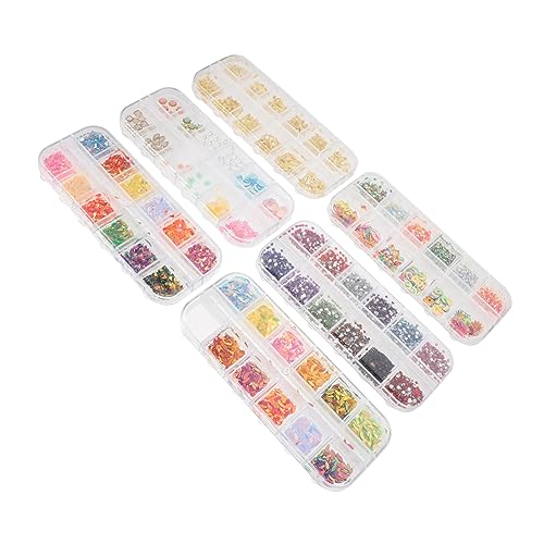 DEARMAMY 6 Boxen Nagelstuds Set für Diy Maniküre Boxen Nagelkunst Zubehör Kreative Dekoration für Natürliche und Künstliche Nägel für Feste und Anlässe von DEARMAMY
