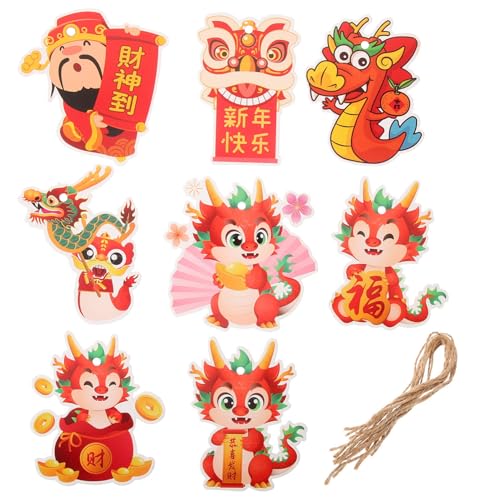 DEARMAMY 8 Stück Papier-Anhänger Zum Chinesischen Neujahr Papier-Geschenkanhänger 2024 Jahr des Drachen Ornament Chinesische Hängedekoration Für Frühlingsfest-Ornamente von DEARMAMY