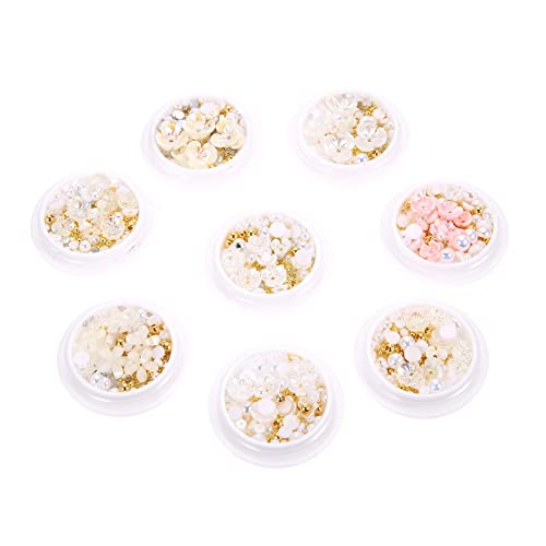 DEARMAMY 8 Stück Teiliges Nagelkunst Dekorationsset Resin Blumenform Nagelaccessoires für Diy Maniküre für Kreative Nagelgestaltungen und Besondere Anlässe von DEARMAMY