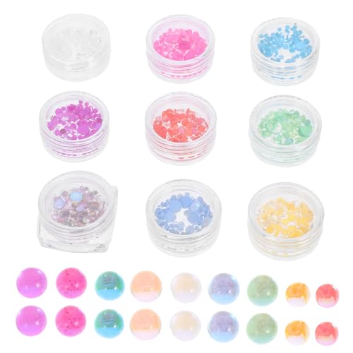 DEARMAMY 9 Boxen Perlen für Nägel Edelsteine Nagelkunst Reiz schmuck winzige Perlen Glasperlen in verschiedenen Größen Nagelanhänger aus Glas Nailart-Glasperlen Mini-Perlen von DEARMAMY