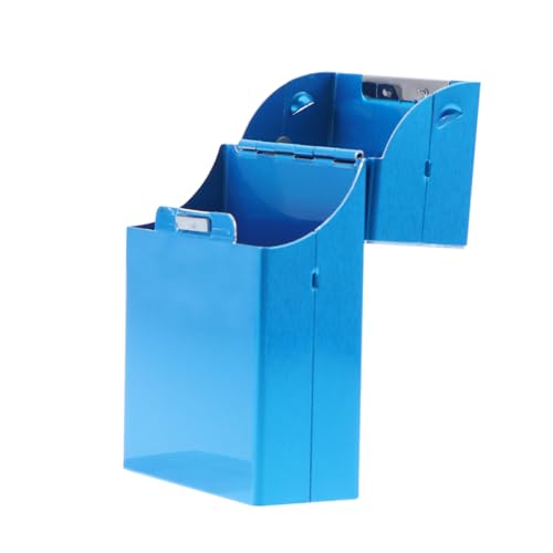 DEARMAMY Automatisches Klapp Zigarettenetui aus Aluminium Große Kapazität Magnetverschluss Blau für Stilvolle Raucher von DEARMAMY