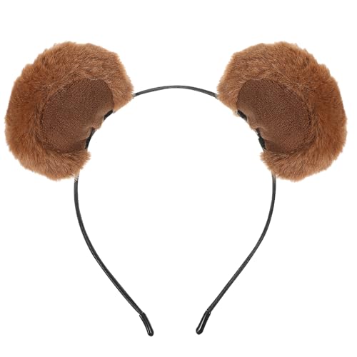 DEARMAMY Bärenohren Haarband für Frauen Flauschiges Kostümzubehör Verstellbares Stirnband für Cosplay Party und Alltag Dekoratives Gesichtswäsche Haarband aus Weichem Material von DEARMAMY