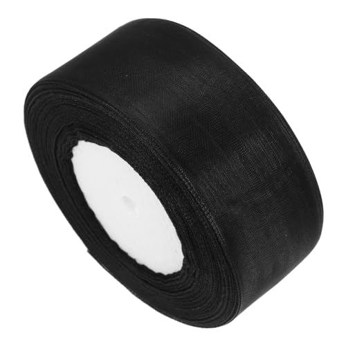 DEARMAMY Bogenband abschlussfeier blumenarrangement Schleifenband hochzeitsdekoration geschenkband schwarzes Organzaband schwarzes transparentes Band Drahtband schwarz Chiffon Black von DEARMAMY
