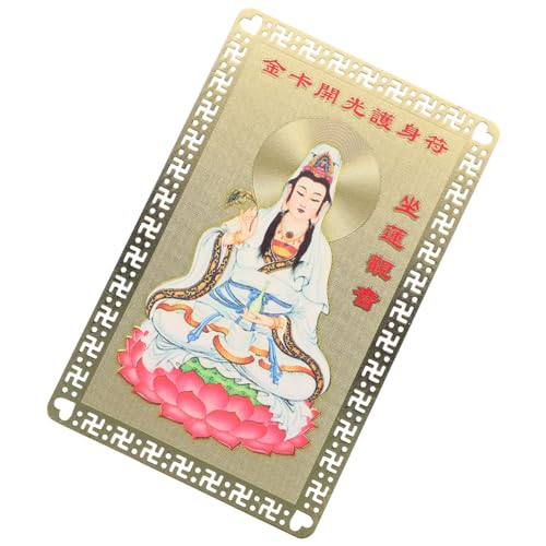 DEARMAMY Chinesische Feng-Shui-Amulett-Karte Tai Sui Buddhistische Amulett-Karte Weltfrieden- -Karte Kwan-Yin-Guanyin-Gold-Schutzkarte für Viel Glück Verheißungsvollen Erfolg von DEARMAMY