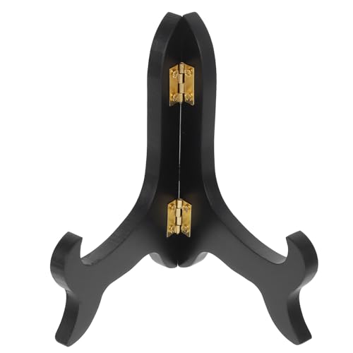 DEARMAMY Holz-Display-Ständer Teller-Staffelei-Halter Zusammenklappbar Puer-Tee-Kuchen-Halterung Für Display Bilderrahmen Ständer Halter Staffelei Heimdekoration Kunst (10 2 cm Schwarz) von DEARMAMY